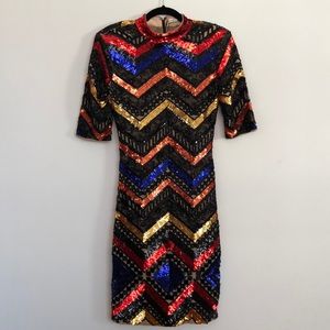 NWT Alice & Olivia embellished chevron dress